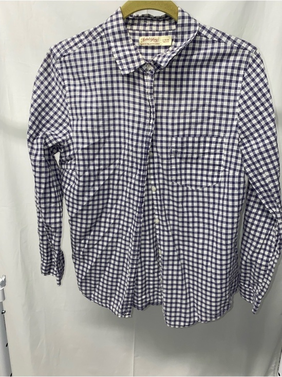 Faded Glory Tops - Faded Glory Navy and White Gingham Button-Down Shirt